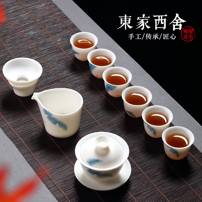 Dongjia DeHua white porcelain kung fu tea set set pure hand-painted tea cup Cup jade porcelain ceramic master Cup