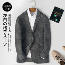 (Clearance)Double-sided suit mens plaid jacket Korean version of the new wool suit casual casual West without cashmere