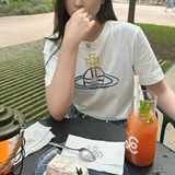 Домашнее место Vivienne Weiwei Anshi Mother Saturn, Saturn, Fashion Casual Cotton Complete -Shareed T -Fork Women's Women's Clothing