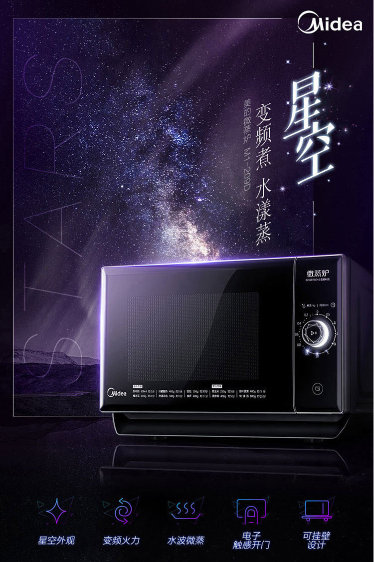 giá lò vi sóng panasonic Máy hấp vi sóng Midea / Midea M1-209D tích hợp máy đa chức năng biến tần vi hấp lò vi sóng malloca