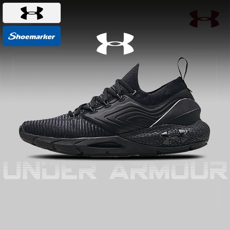 Ua under Armour Men's Running Shoes Spring New Black Warrior Running Shoes Cushioning Sports Shoes Black Casual Shoes