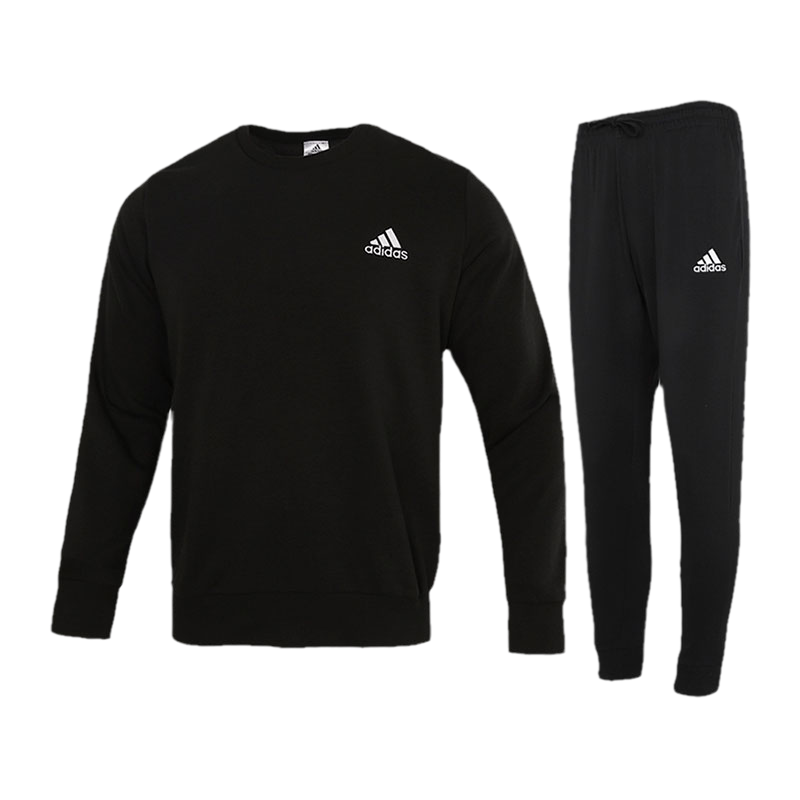 阿迪达斯官方加绒运动套装男夏季新款长袖卫衣收口长裤两件套