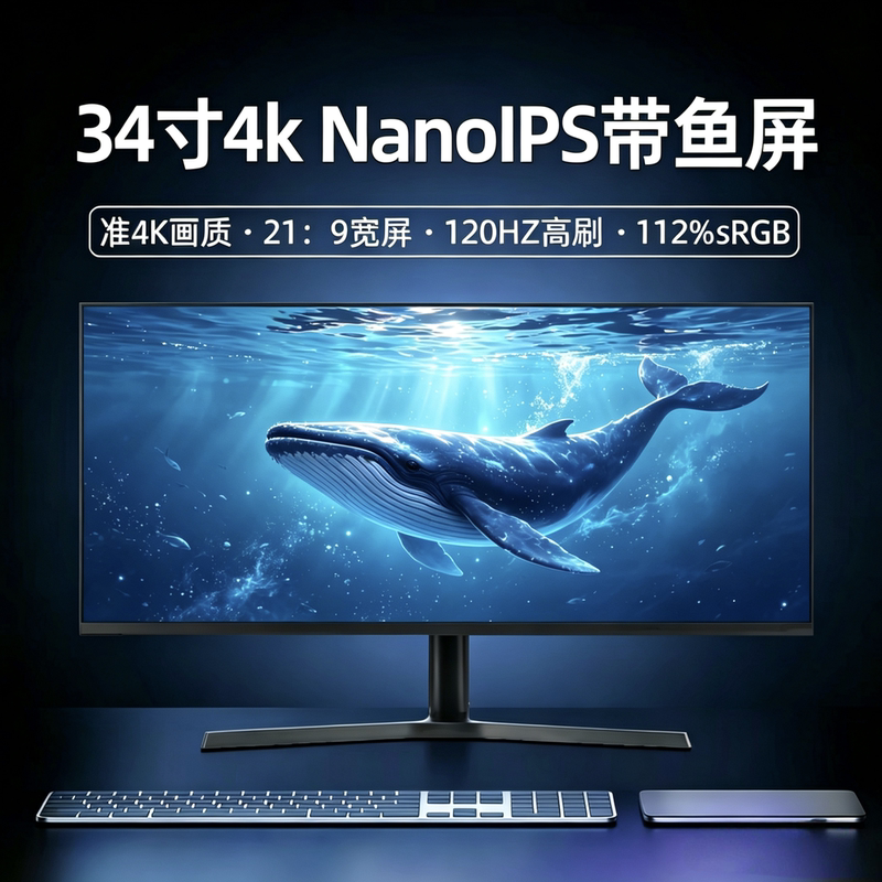 34-Inch 4K Professional-Grade Color Nanoips Display 120Hz High Refresh Rate Ultra-Wide Gaming Screen for Stock Trading