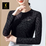 Латинский танцевальный топ для женщин взрослые длинные рукава весна и летняя бальная танцевальная одежда Тонкая сетчатая рукава современная танцевальная одежда