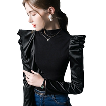 Shanyi Latin dance clothing womens dance tops new autumn and winter flocked half-high collar long-sleeved social modern dance practice clothing