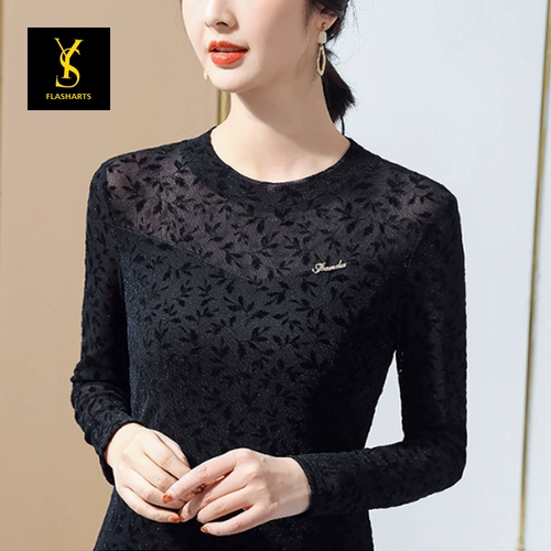 Латинский танцевальный топ для женщин взрослые длинные рукава весна и летняя бальная танцевальная одежда Тонкая сетчатая рукава современная танцевальная одежда