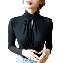 Shanyi Latin dance practice clothes for women dance tops new high-end pleated cross collar for social modern dance