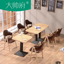 Retro coffee shop table and chair combination dessert milk tea shop table and chair snack bar fast food restaurant table and chair