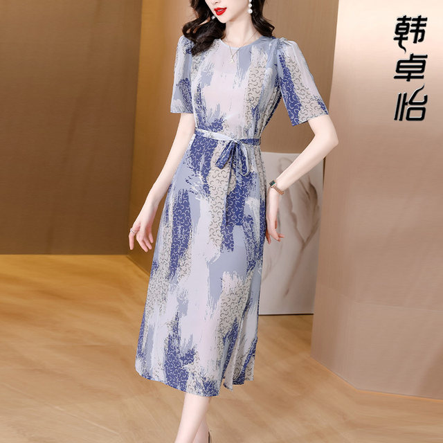 Mulberry silk dress women's summer dress 2023 new retro silk middle-aged mother's temperament skirt looks thin and covers belly