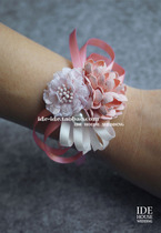 Wedding Dinner Annual meeting Banquet Wedding Korean Western-style light pink Bride Bridesmaid sister hand flower Wrist flower corsage