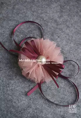 IDE dinner Annual Meeting banquet wedding Korean high-end dark red bridal bridesmaid sisters hand flower wrist flower corsage