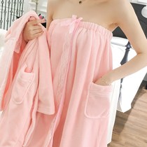 Nightgown womens winter coral velvet pajamas Womens autumn and winter cute sexy bandeau bathrobe Flannel bathrobe womens two-piece set