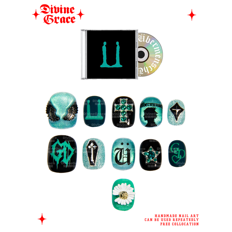 【Support Nail Art】G-Dragon Übermensch Green Special Inspiration Nail Art/G-Dragon Nail Art Unisex Style