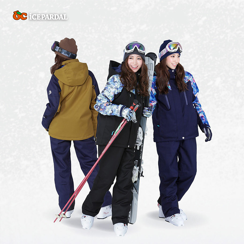 ICEPARDAL AFFEDA ski wear women's set Japan double board thick ski jacket pants set waterproof and warm