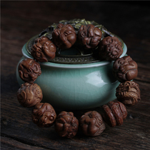 Laoshan sandalwood zodiac hand string Male sandalwood carved Buddha beads bracelet Female India Mysore black meat submersible material