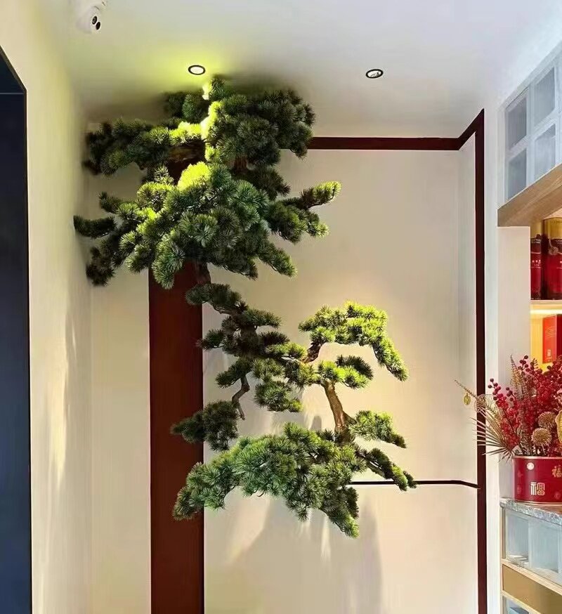 悬浮迎客松:打造新中式茶室玄关的点睛之笔🌿 -仿真植物盆景-淘宝百科网