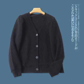 ເສື້ອຢືດ cardigan ເພັດ plaid ດູໃບໄມ້ລົ່ນການຄ້າຕ່າງປະເທດແມ່ຍິງຄົນອັບເດດ: ວ່າງຄໍ v ເຕົ້ານົມດຽວແຂນ puff 29406