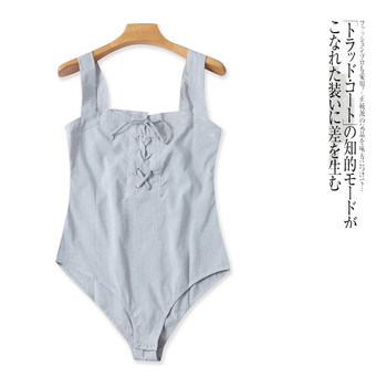 Suspended jumpsuit summer ການຄ້າຕ່າງປະເທດໃຫມ່ຂອງແມ່ຍິງ suspenders ຂ້າມສາຍຕັດສາມຫຼ່ຽມສາມາດປັບຕໍາແຫນ່ງເຄື່ອງນຸ່ງຫົ່ມ 30610