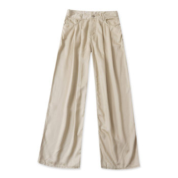 Lyocell wide leg pants spring and summer fashion new women's versatility high waist zipper button trousers casual 33327