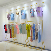  Clothing store display rack Gold floor-to-ceiling hanger Womens store display rack wall stainless steel Nakajima shelf