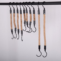  Clothing store S hook hemp rope S hook on the wall is hanging retro hook hanger hanging version hanging lengthened black iron hook