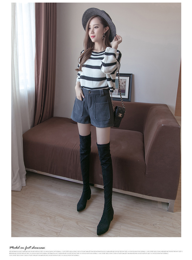 Quần short mùa đông nữ mùa thu và mùa đông 2018 mới mùa thu Hàn Quốc phiên bản Hàn Quốc của áo len ngoài đa năng rộng chân đế quần ống rộng quần short da nữ mới