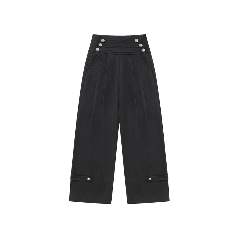Calm Pause Napoleon Double-Pleated Trousers Tencel Acetate Wool Blend High-Waisted Casual Trousers Calm Pause Napoleon Double-Pleated Trousers Tencel Acetate Wool Blend High-Waisted Casual Trousers
