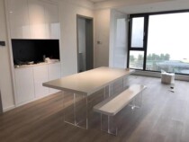 Minimalist modern suspended acrylic bed tailstool living-room benches Bench Clothing Shop Rest Log Net Red strip stool Nordic