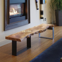 Nordic Log TV Cabinet Bench Iron Art Doing Old Retro Solid Wood Benches Industrial Wind Restaurant Benches Wearing changing stool