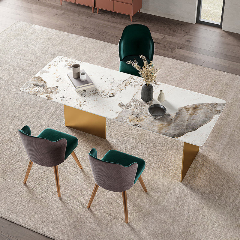 Nordic Antibacterial Rock Plate Dining Table And Chairs Combination Brief Modern Home Dining Table One Table Four Chairs Six Chair Designer Dining Table