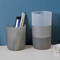 Round plastic pen holder simple frosted transparent storage tube student stationery bucket multi-functional office desk storage box