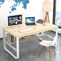 Simple horizontal computer desk economical multifunctional household steel wooden table desk bookshelf integrated iron Office