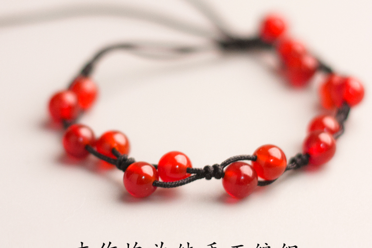 Phong cách cổ xưa đào chuỗi chuyển nhượng Sen đỏ vòng tay mã não đơn giản sinh viên Sen Sở bạn gái thiết kế thích hợp gió lạnh - Vòng đeo tay Clasp vòng vàng 18k kiểu mới