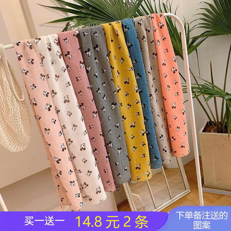 Baby scarf thin section children's scarf baby windproof cotton and linen going out sunshade scarf windproof summer headscarf hijab