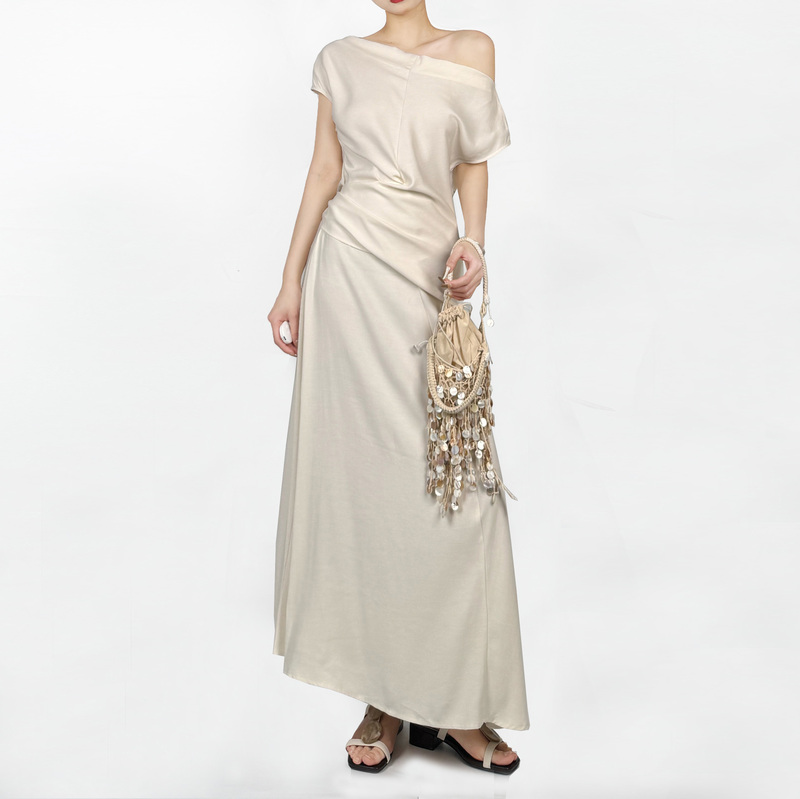 Jieyu One-Shoulder Tie-Up Elegant Dress