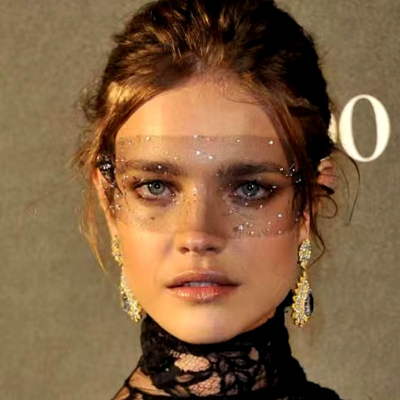 European and American Retro Fashion Catwalk Mesh Lace Face-Covering Veil Headwear Photography Hair Accessories Prom Party Thin Sheer Veil European and American Retro Fashion Catwalk Mesh Lace Face-Covering Veil Headwear Photography Hair Accessories Prom Party Thin Sheer Veil