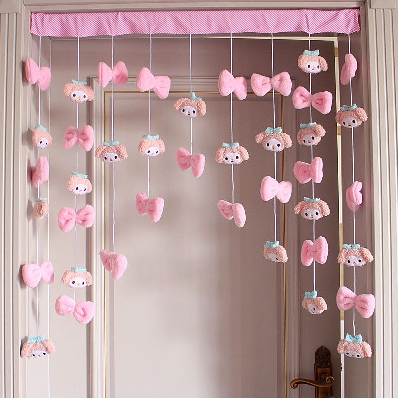Melody Bow Dog Kuromi Cinnamon Girly Bedroom Living Room Door Curtain Half Curtain Partition Curtain