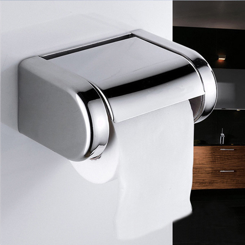 Boutique stainless steel tissue holder tube Hotel household powder room toilet waterproof wall-mounted roll toilet paper holder box Roll toilet paper machine