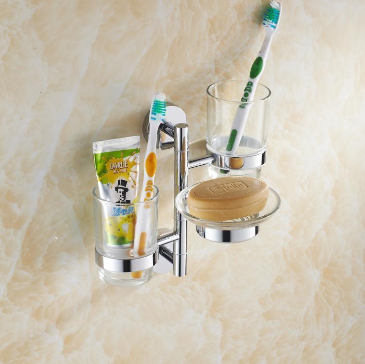 Full Copper Folding Toothbrush Cup Gargling Glass Cup Active Multifunction All-copper Three Cups Rack Dressing Room Toothbrush Holder Cup Holder