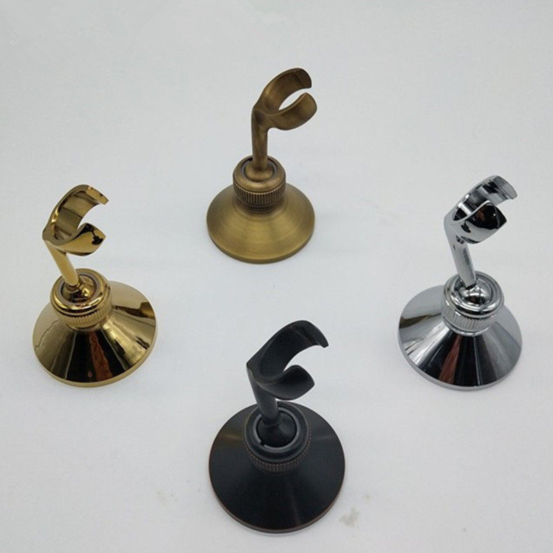 Punch-free antique copper shower bracket nozzle bracket wall mount adjustable hand-held shower bracket fixed seat gold