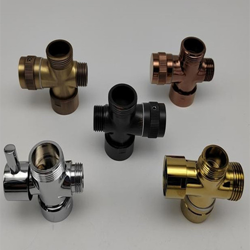 Golden full copper imitation ancient water distributor shower water inflow shower nozzle switching valve hand spewing water tee joint transfer switch