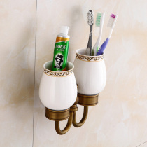 Yingyu all-copper antique mouthwash cup holder bathroom bathroom pendant European double cup holder magic lamp retro toothbrush cup holder