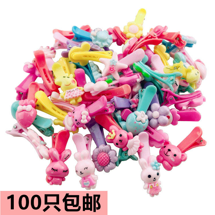 Cute Korean Version Children Cartoon Hairpin Clip Resin Little Girl Head Accessories Plastic Duckbill Clip Edge Clip