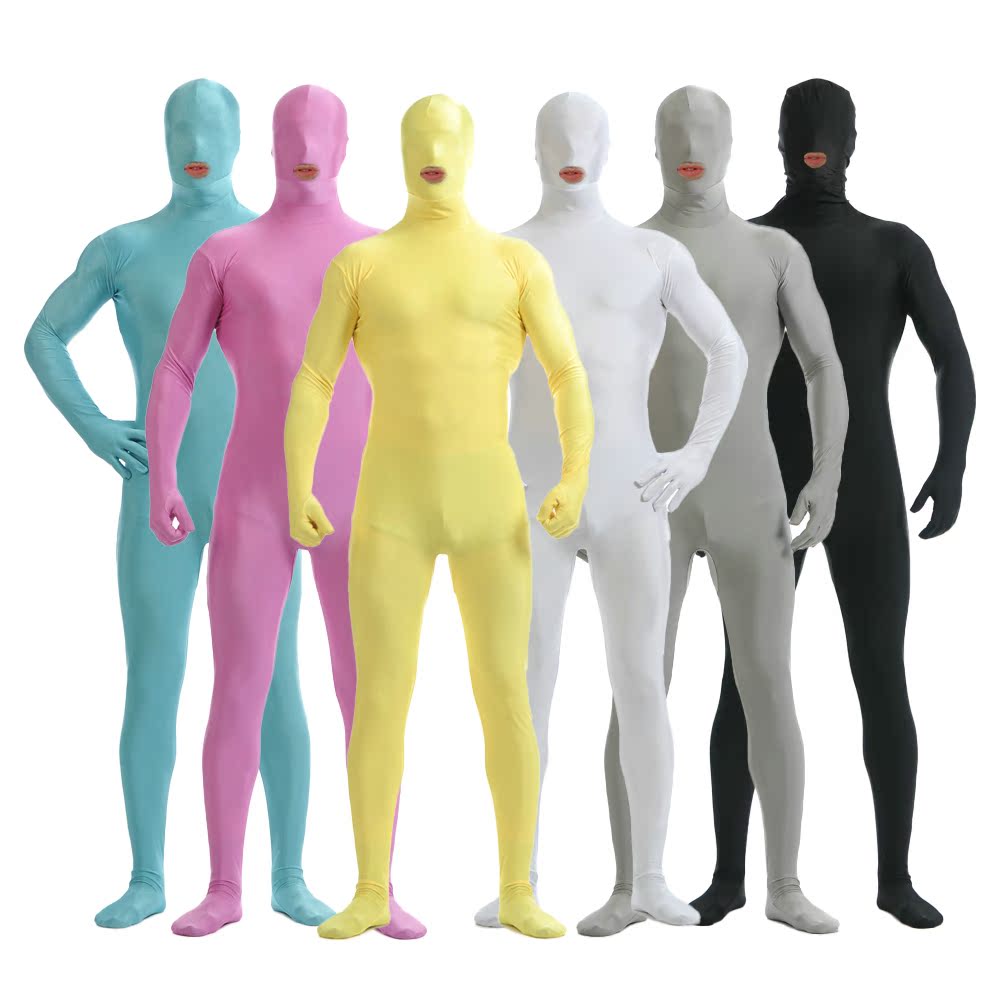 Gesikai Mens Open Mouth Zentai Full Bodysuit Custom Made Ba