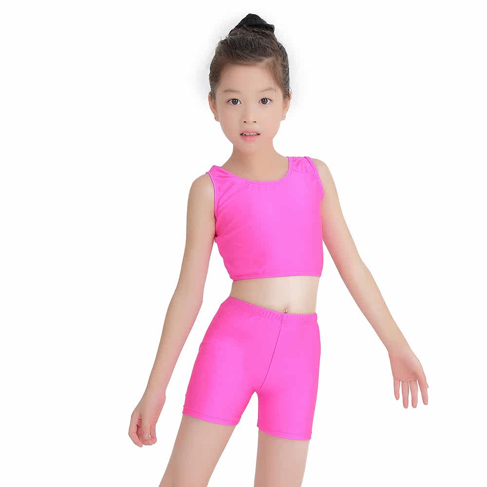 Toddler Ballet Set Exercise Tops Shorts Rose Red Gymnastic