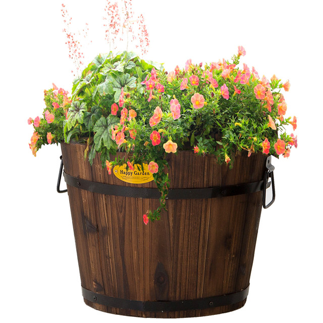 Anticorrosive wood flowerpots, barrels, flower pots, creative wooden flowerpots, old pile barrels, balcony vegetable boxes, deep carbonization
