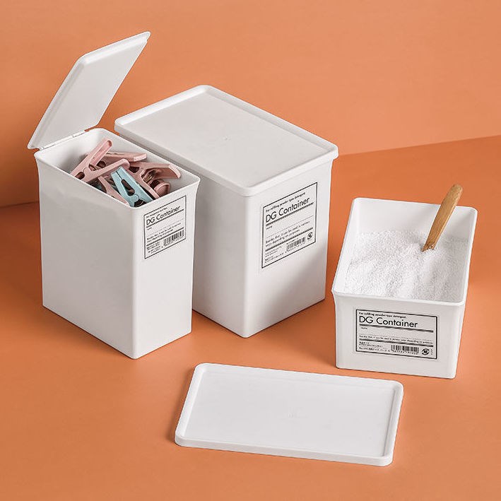 Laundry powder box with spoon storage creative portable small storage with cover laundry powder storage box home multi-functional storage