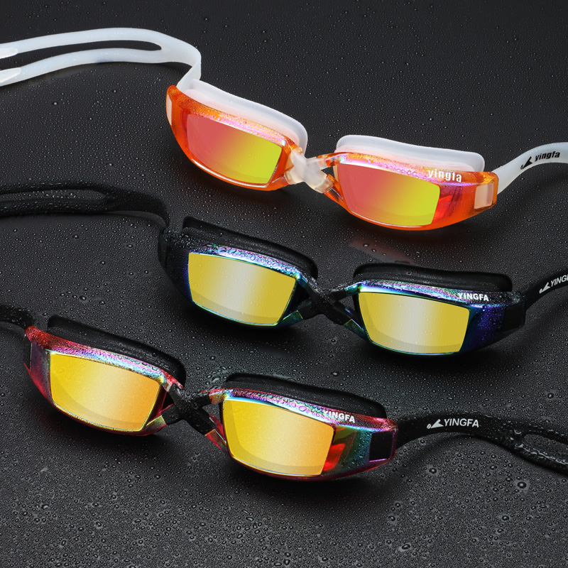 English Hair Swimming Goggles Big Frames Casual Colorful anti-UV anti-fog plating swimming glasses Y1300AF (V)