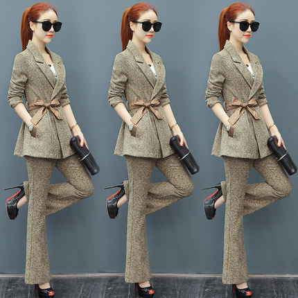 毛呢西装套装秋装女2018新款早秋时尚西服阔