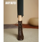 Martens, высокие демисезонные универсальные короткие сапоги, из натуральной кожи